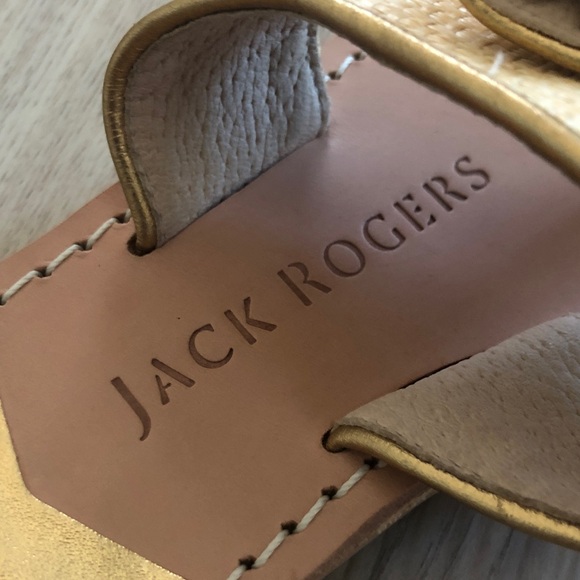 Jack Rogers Women's Gold Trim Rattan Bow Thong Sandals 7.5 M - Picture 4 of 10